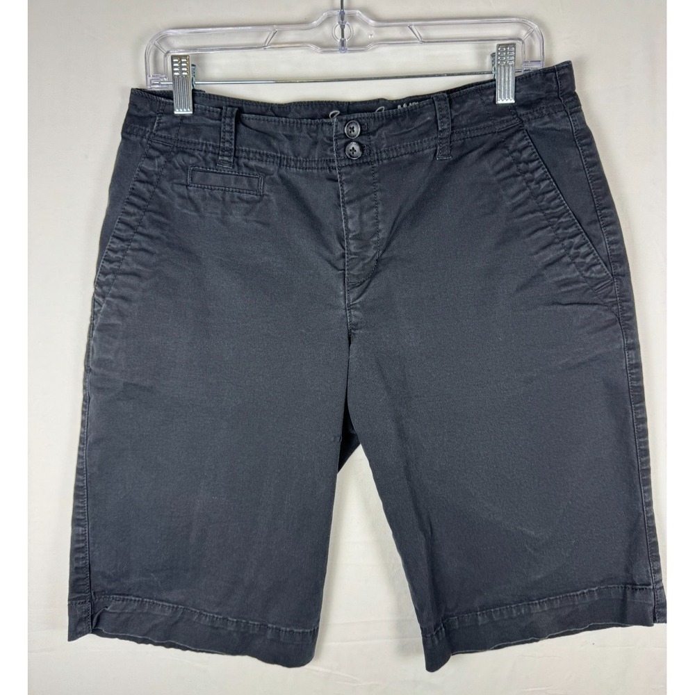 Eddie Bauer Women's Gray Chino Shorts Size 6 Heritage Wash Casual Mid Rise